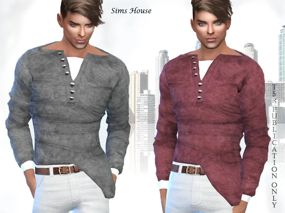 Men's T-shirt asymmetric with a long sleeve