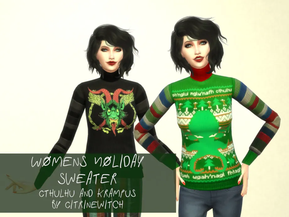Womens Holiday Sweater - Cthulhu and Krampus