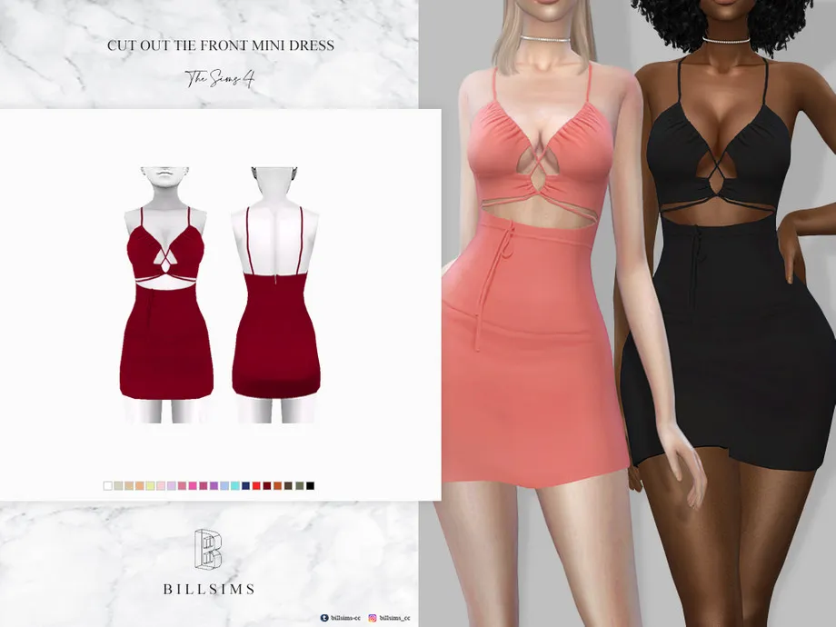 Cut Out Tie Front Mini Dress