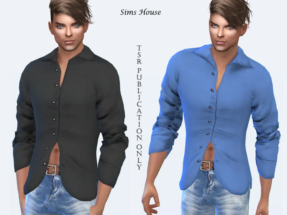 Men's shirt half open