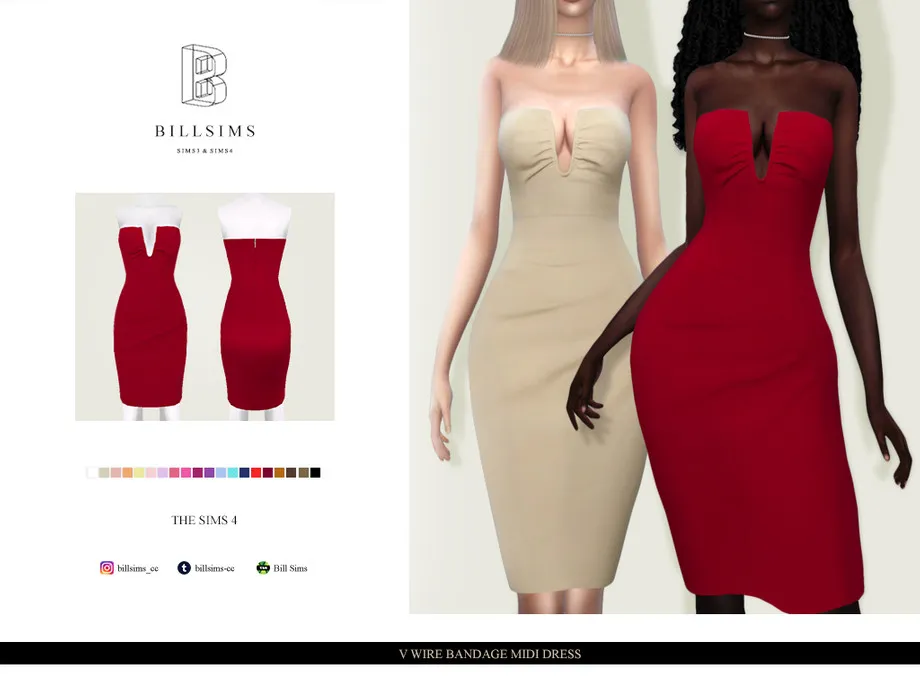 V Wire Bandage Midi Dress