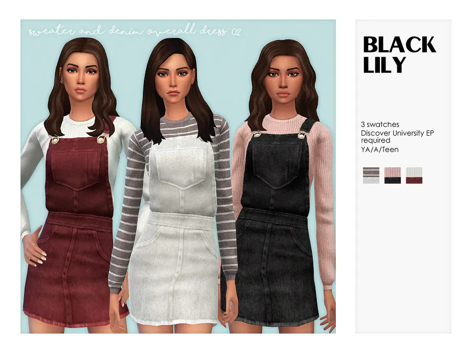 Sweater & Denim Overall Dress 02