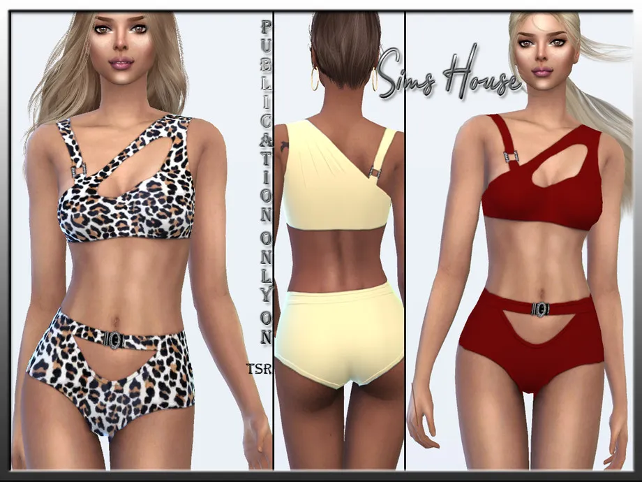 Split swimsuit with buckles (bottom)