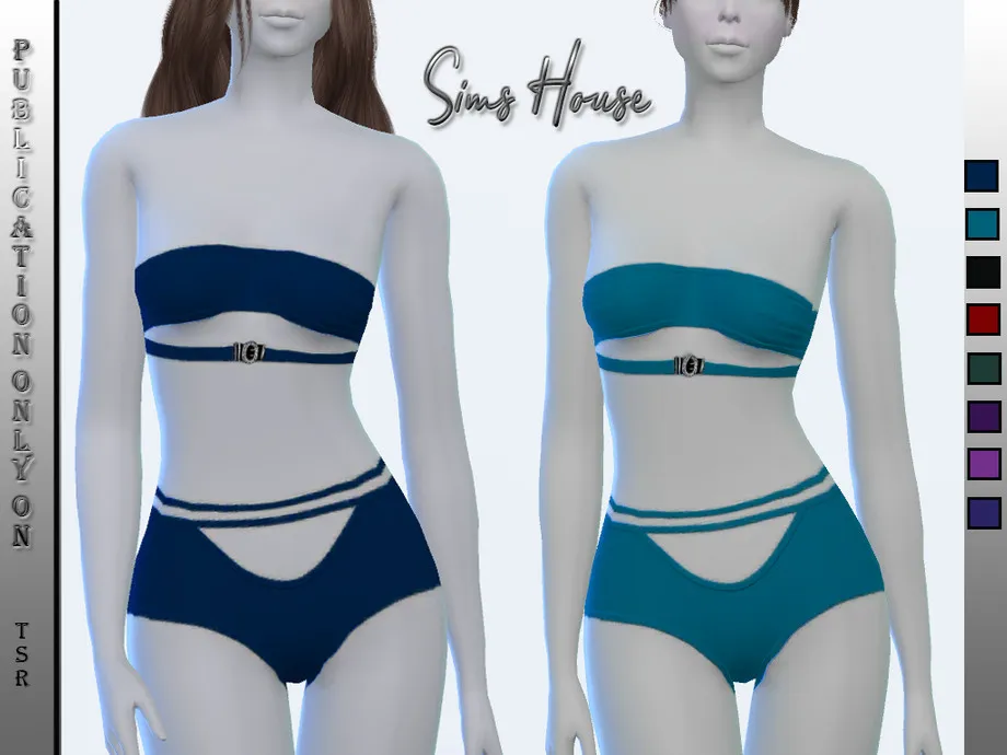 Split swimsuit top with buckle