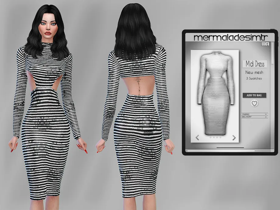 Silver Sequin Backless Midi Dress MC83