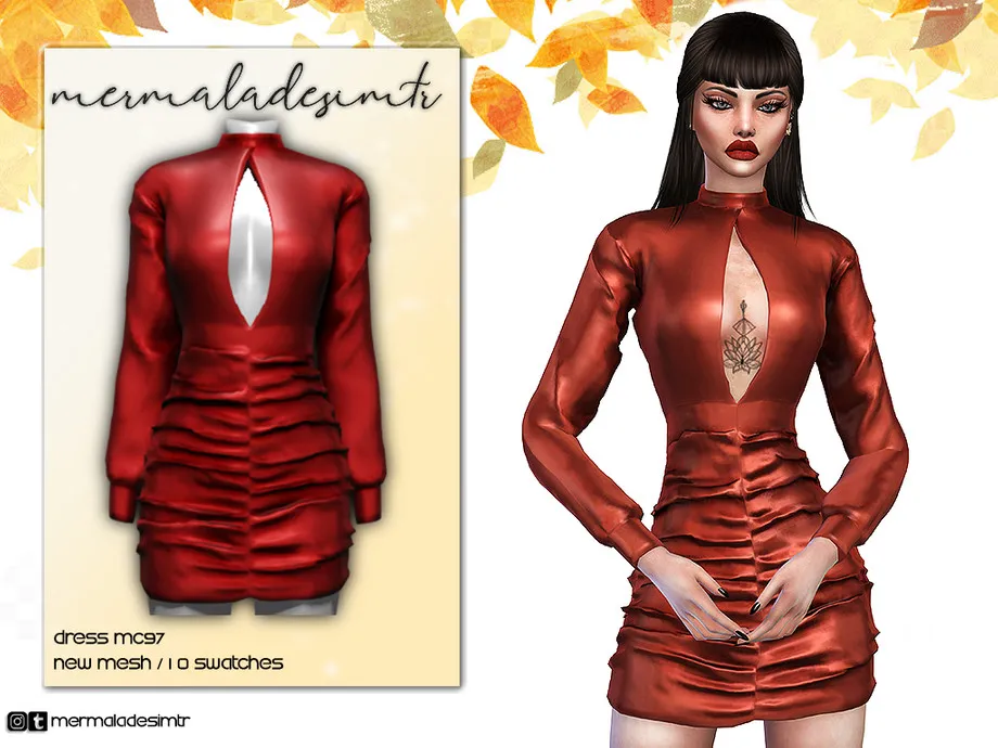 Ruched Long Sleeve Dress MC97