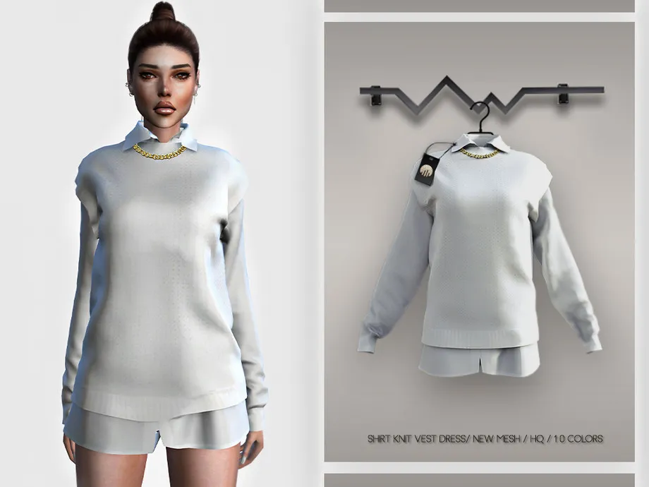 Shirt Knit Vest Dress BD356