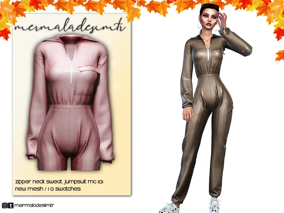 Zipper Neck Sweat Jumpsuit MC101