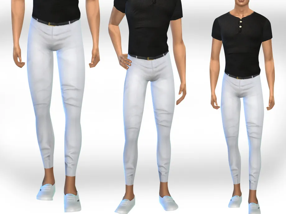 Male Sims Classy White Pants With Belt
