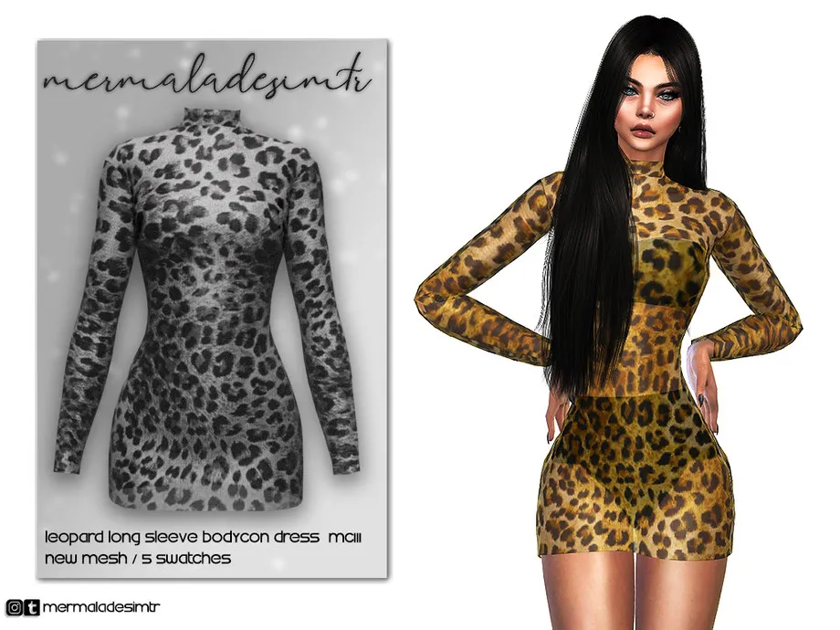 Leopard Long Sleeve Bodycon Dress MC111