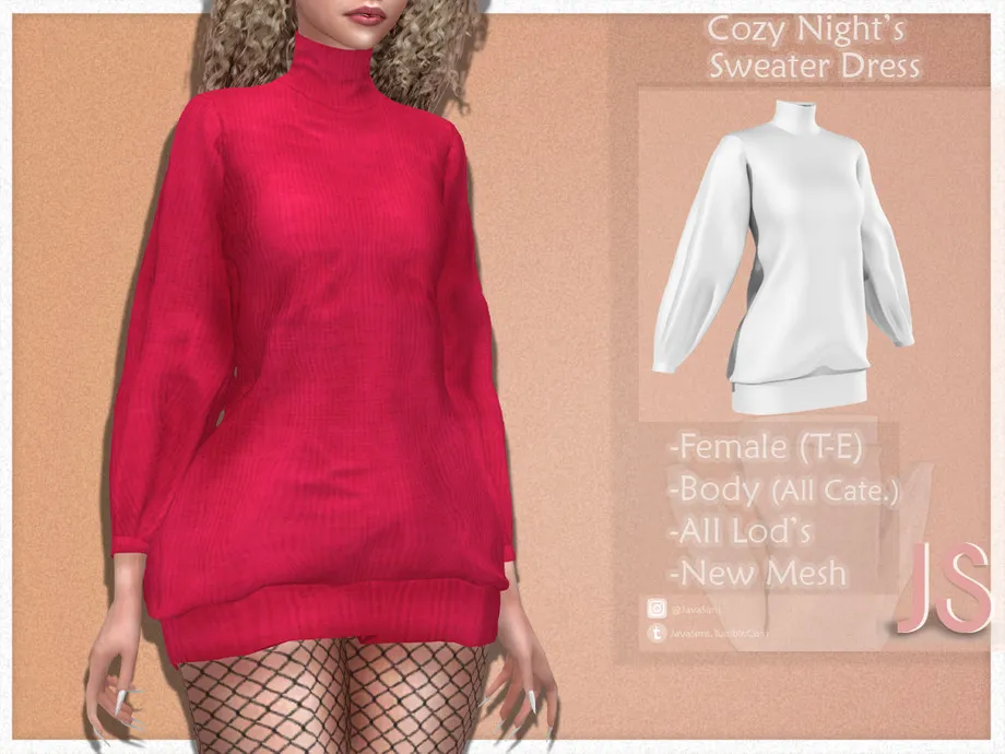JavaSims- Cozy Night's Sweater Dress
