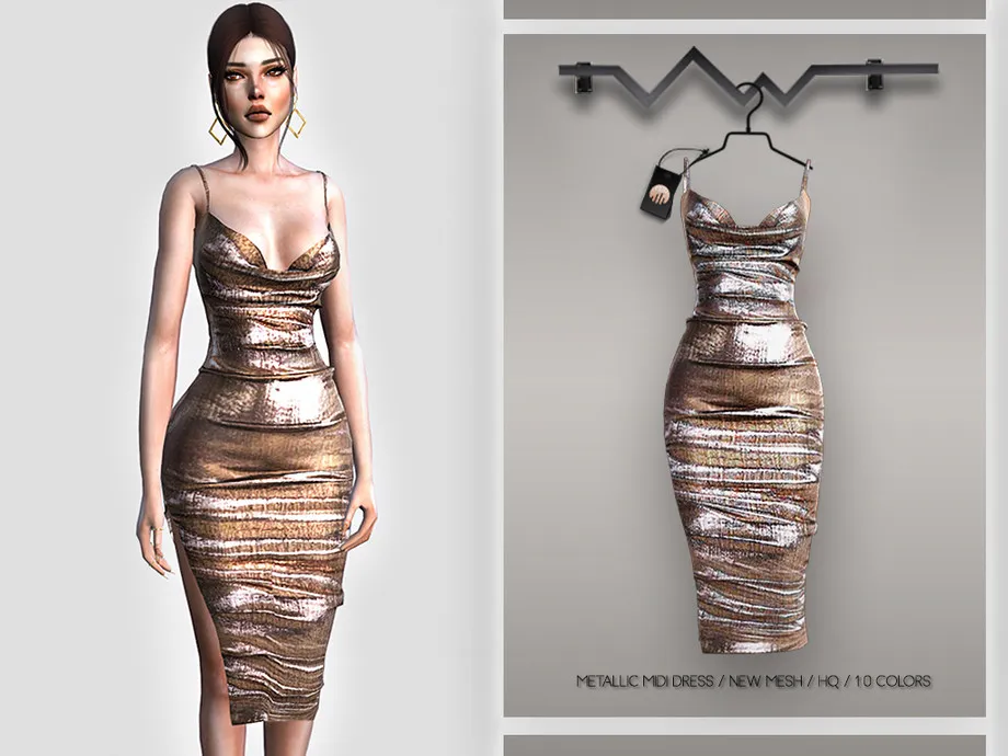 Metallic Midi Dress BD396