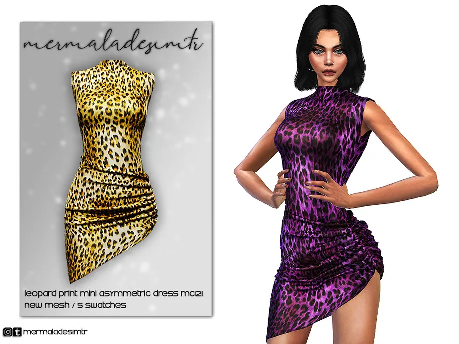 Leopard Print Mini Asymmetric Dress MC121