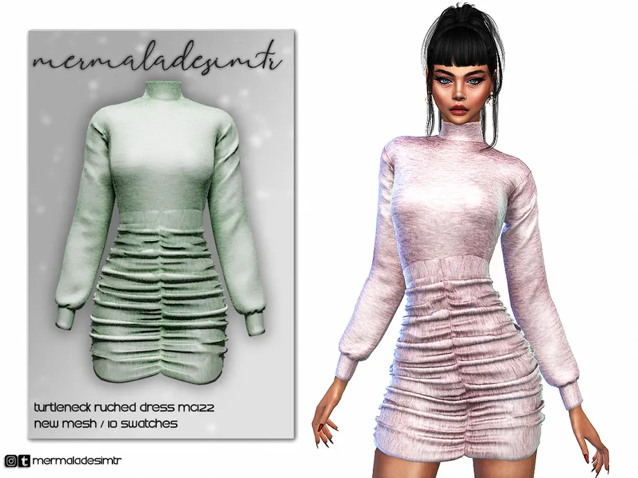 Turtleneck Ruched Dress MC122