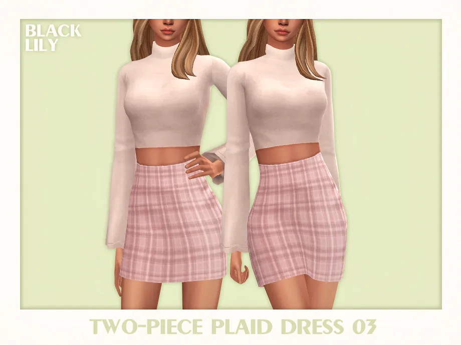 Two-Piece Plaid Dress 03