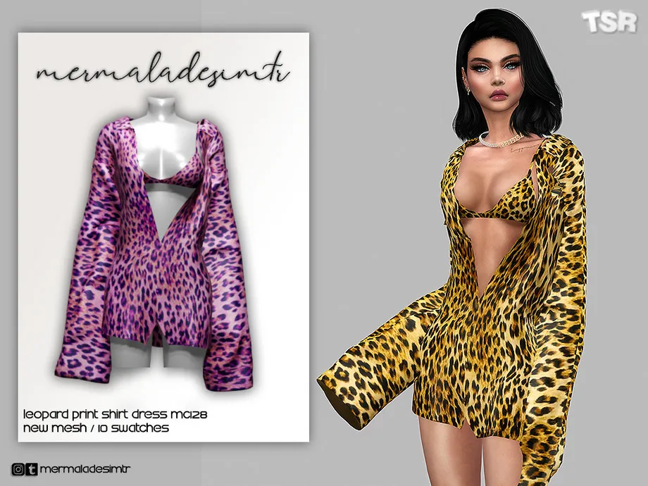 Leopard Print Shirt Dress MC128