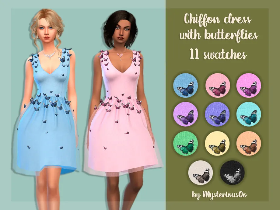 Chiffon dress with butterflies