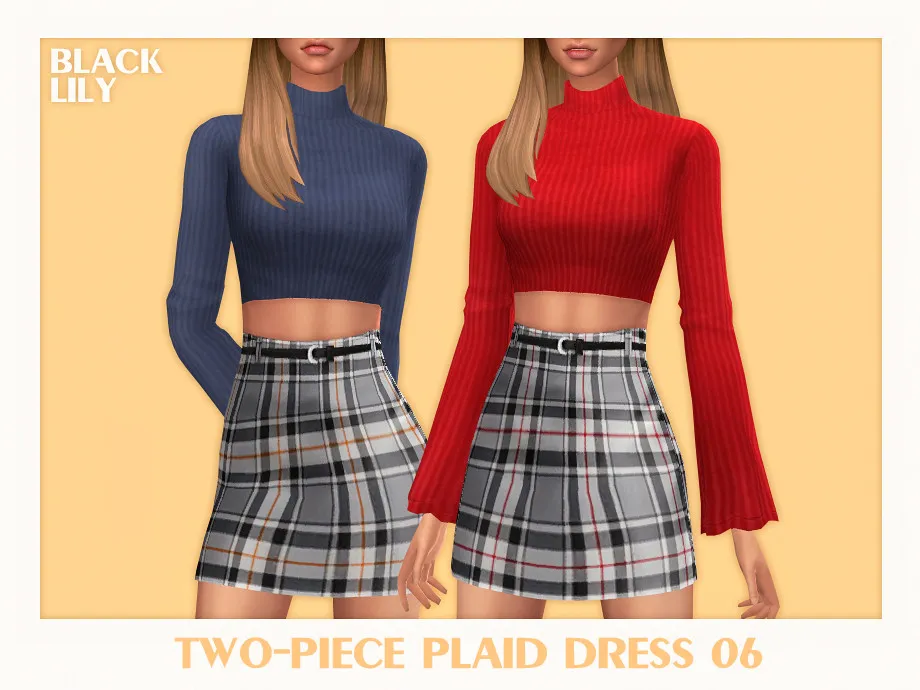 Two-Piece Plaid Dress 06