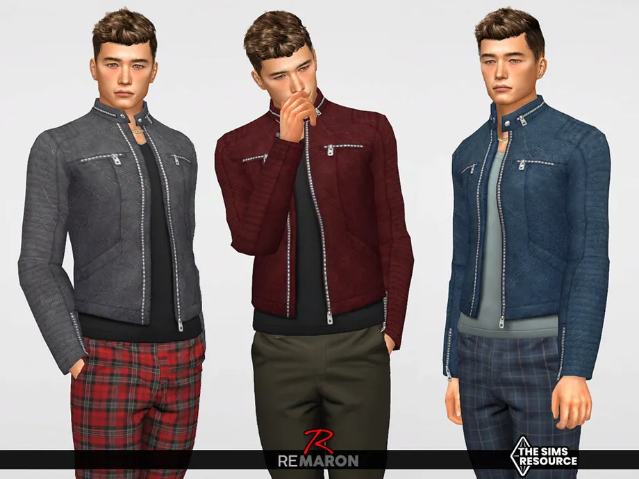 Leather Jacket 01 for male Sims