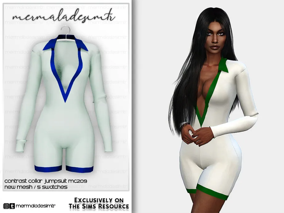 Contrast Collar Jumpsuit MC209