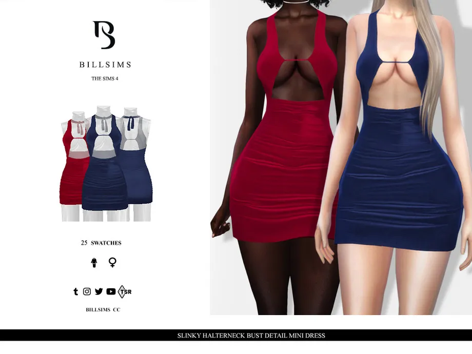 Slinky Halterneck Bust Detail Mini Dress