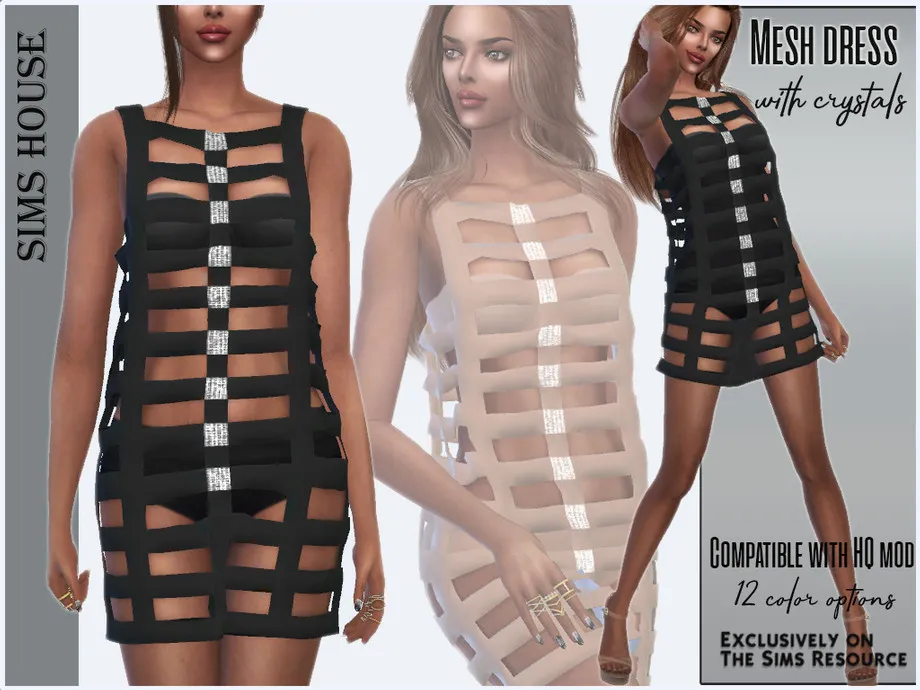 Mesh dress with crystals