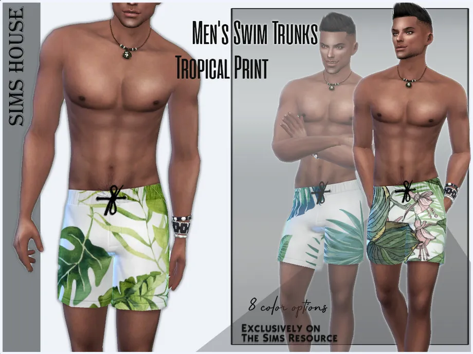 Men's swim trunks tropical print