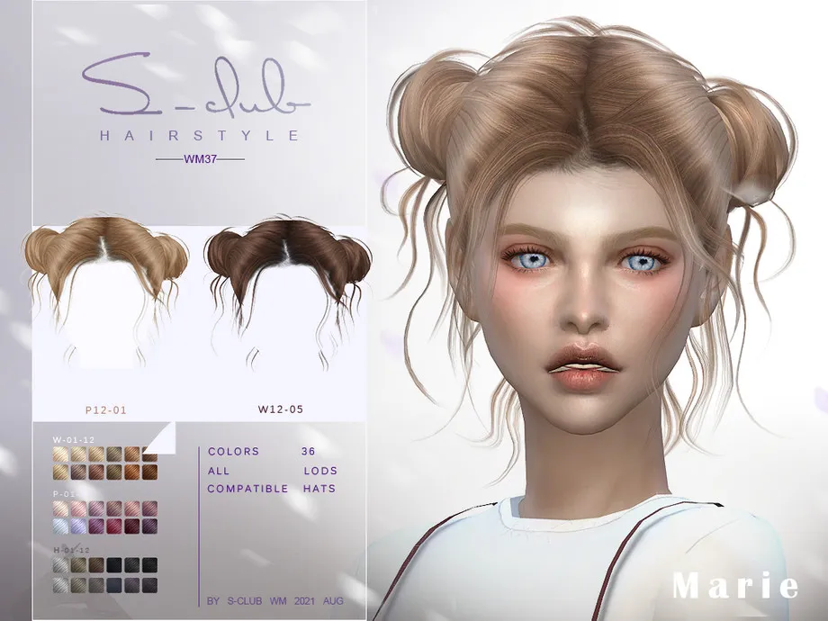 Cute double buns short hairstyle for girls MARIE by S-Club