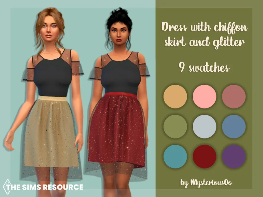 Dress with chiffon skirt and glitter