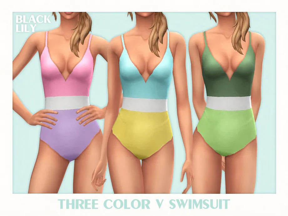 Three Color V Swimsuit