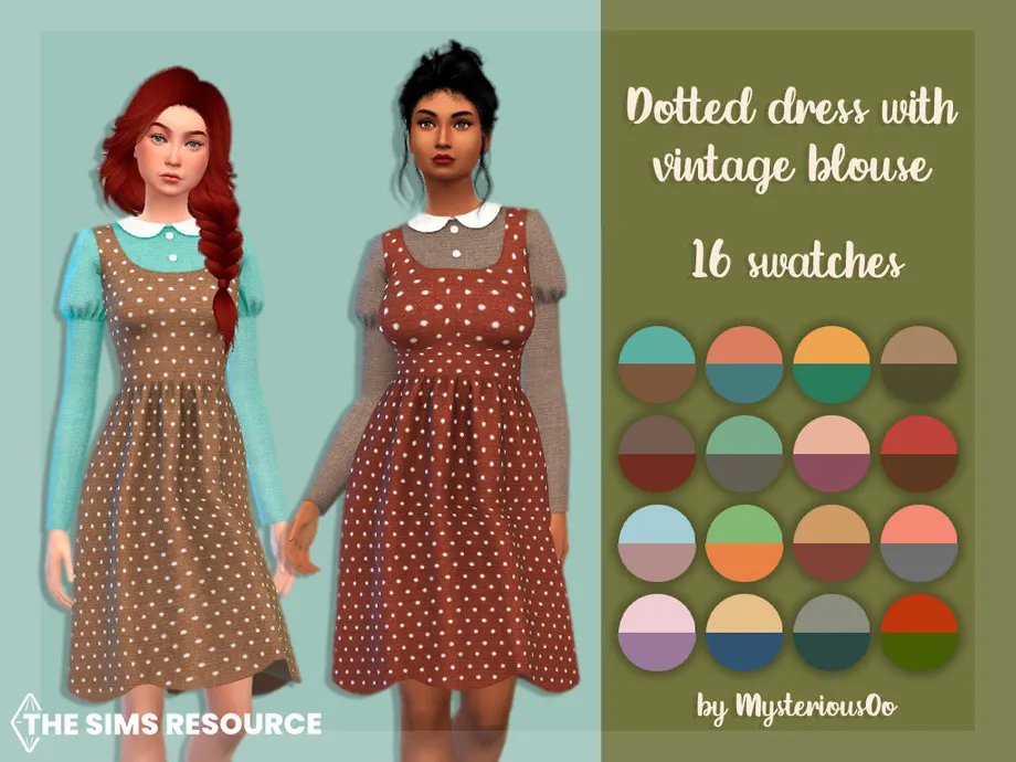 Dotted dress with vintage blouse
