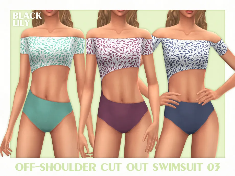 Off-Shoulder Cut Out Swimsuit 03