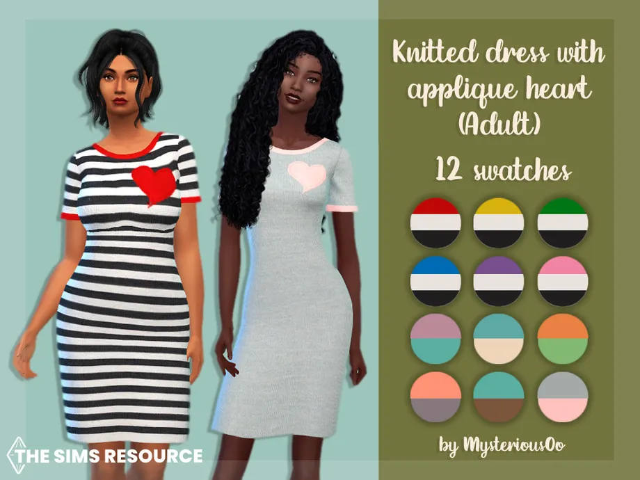 Knitted dress with applique heart Adult