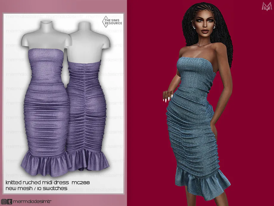Knitted Ruched Midi Dress MC288