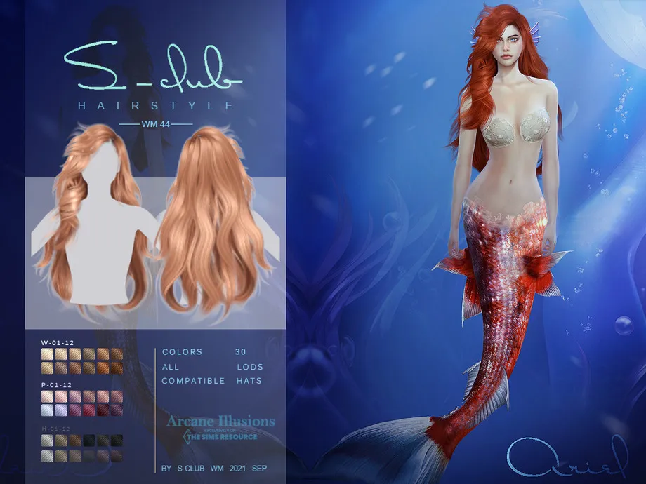 Arcane illusion Long curly hairstyle for mermaid
