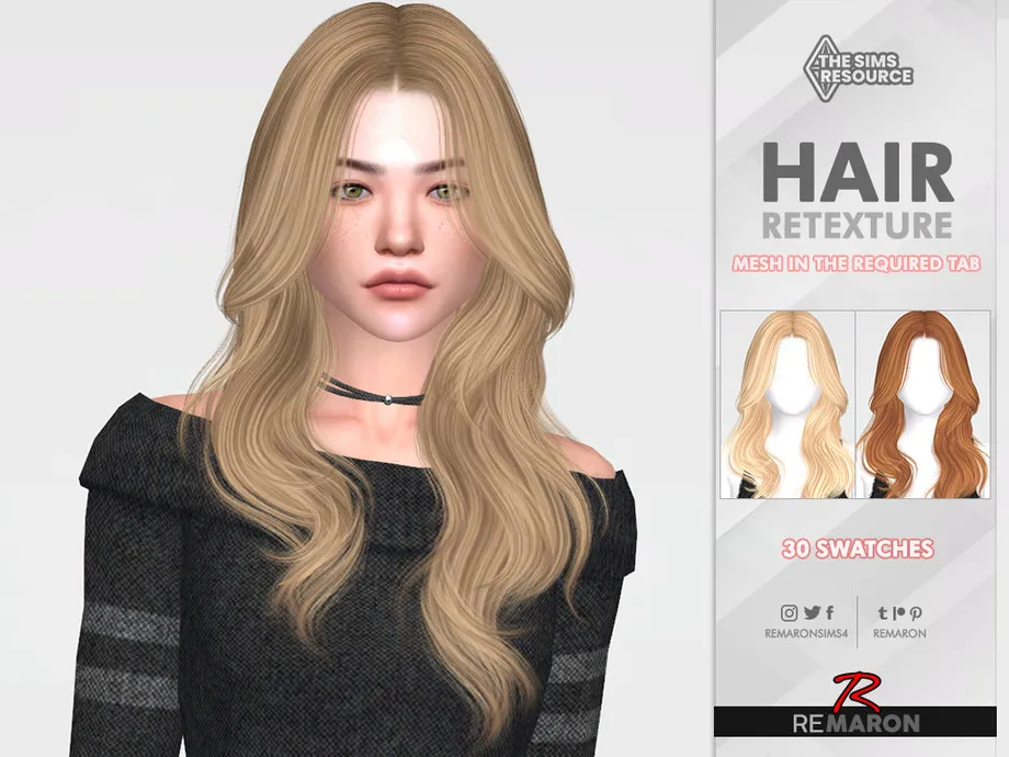 Centre parting curly LL 99 Hair Retexture Mesh Needed