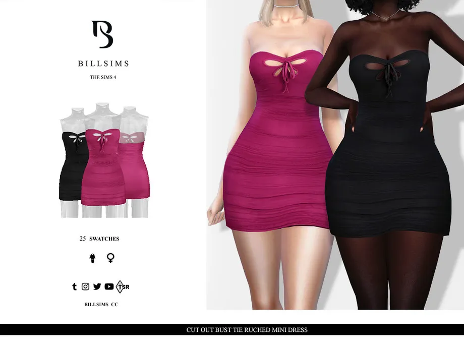 Cut Out Bust Tie Ruched Mini Dress