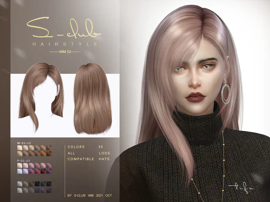 Straight mi-long hairstyle (Tifa) by S-Club