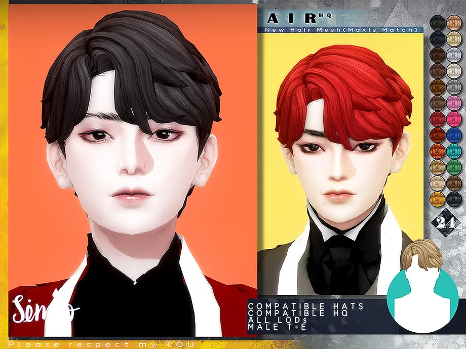 TS4 Male Hairstyle_Air(Maxis Match)