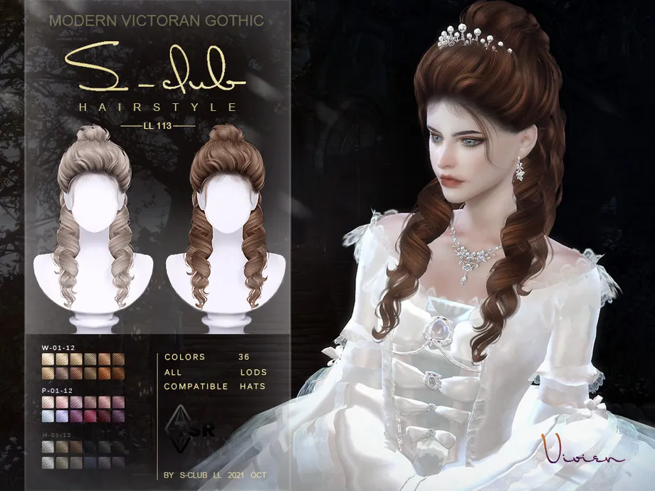 Modern Victorian Gothic curly Long hair (Vivien)