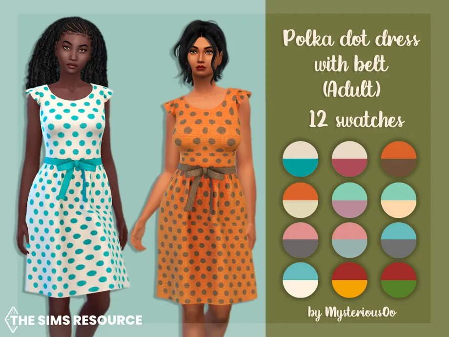 Polka dot dress with belt Adult
