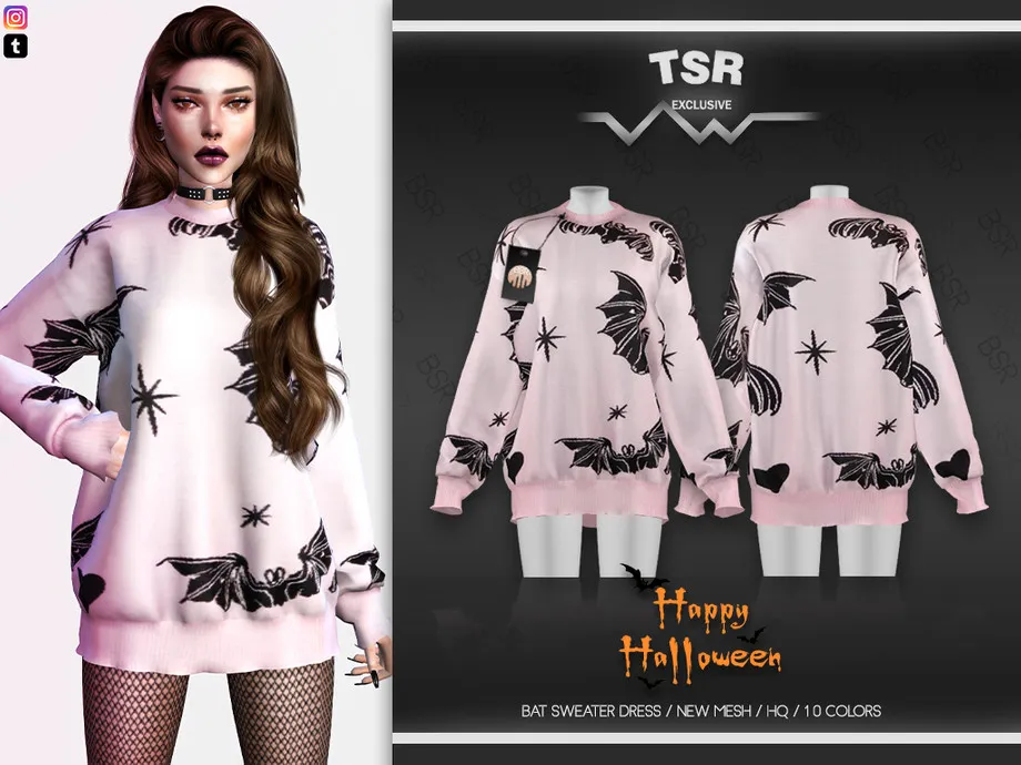 HALLOWEEN BAT SWEATER DRESS BD567