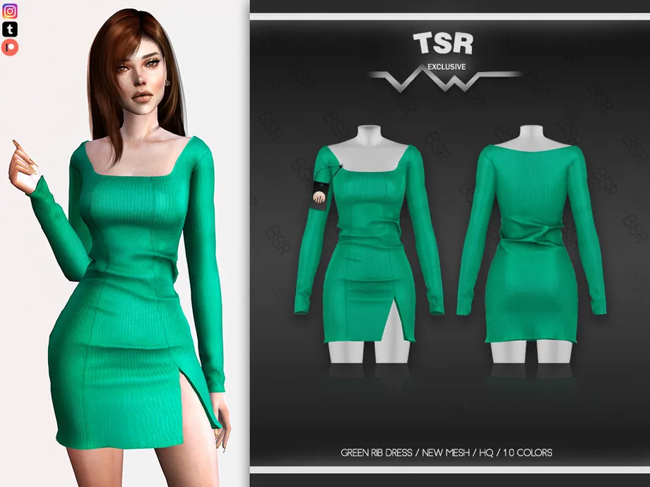 GREEN RIB DRESS BD569