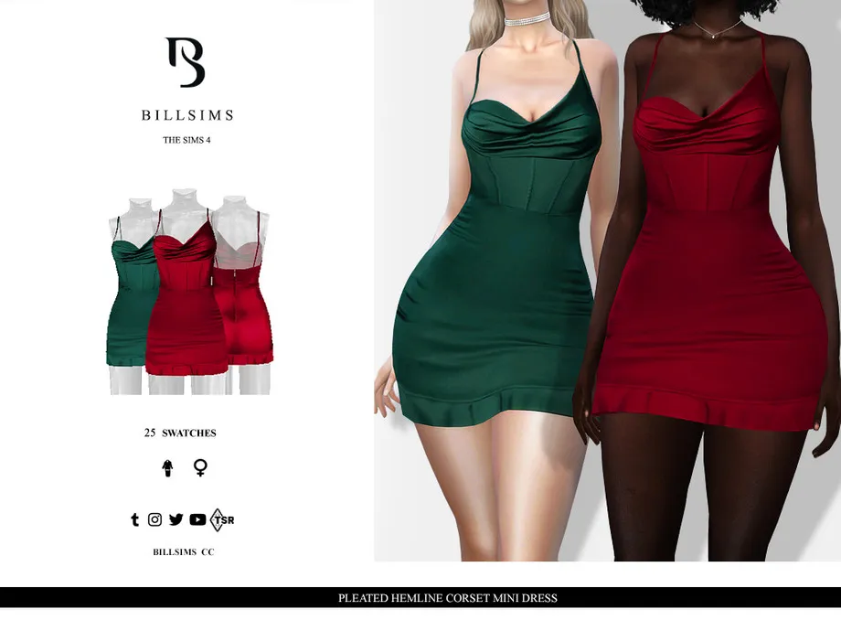 Pleated Hemline Corset Mini Dress