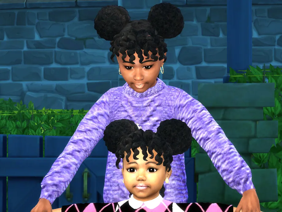Afro Puffs with Twisty Bangs - Child