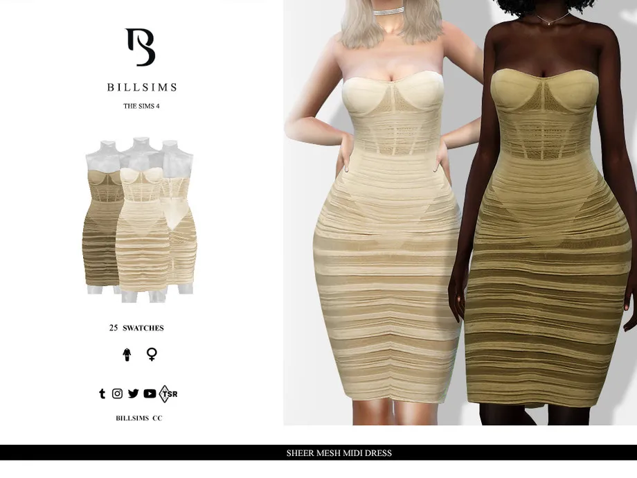 Sheer Mesh Midi Dress