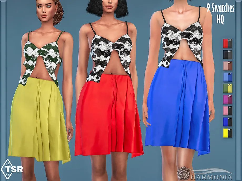 Cutout Sequined Top and Satin Dress