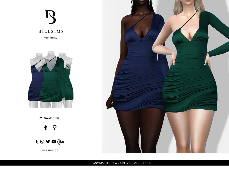 Asymmetric Wrap Over Mini Dress