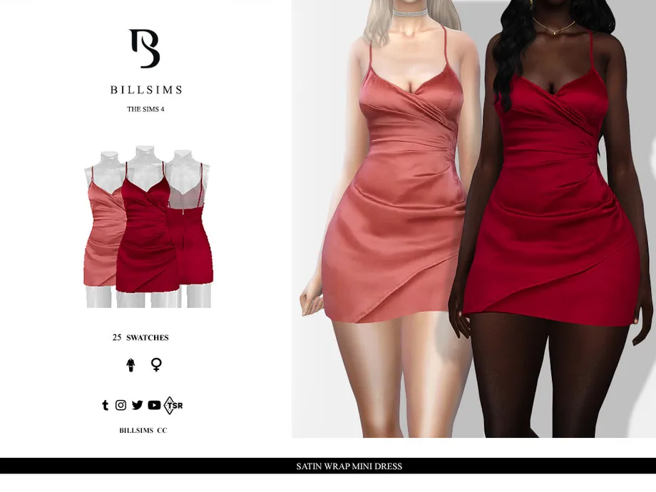 Satin Wrap Mini Dress