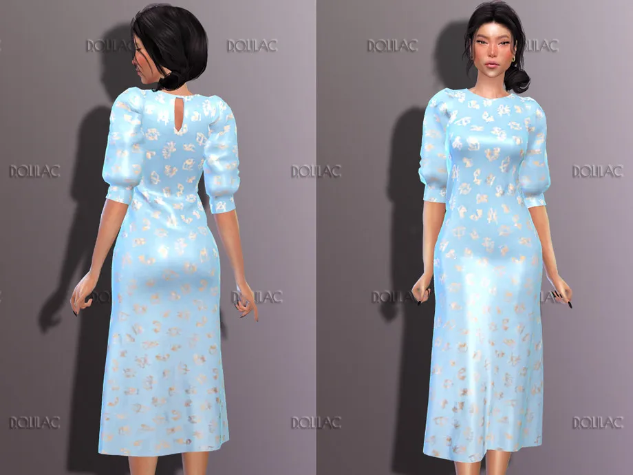 Metallic Printed Midi Dress DO234